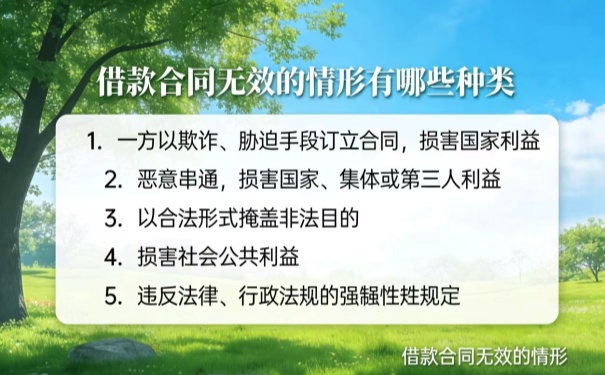借款合同无效的情形有哪些种类 借款合同无效的情形有哪些种类